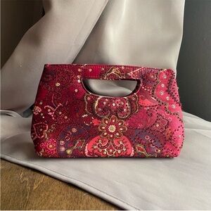 Y2K Clutch THE LIMITED BEADED PURSE Boho PATTERN SATIN GOLD Paisley Floral